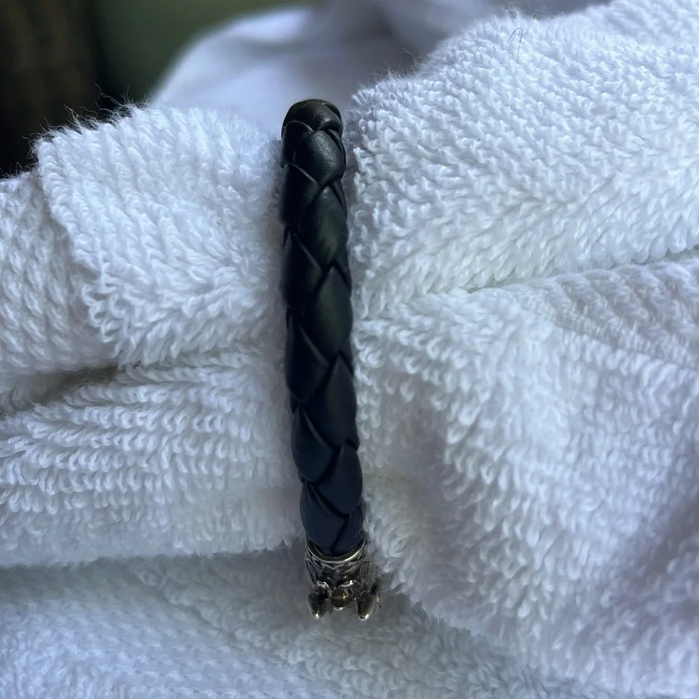 John Hardy Naga Double Dragon Black and Silver Braided Bracelet - Picture 7 of 11